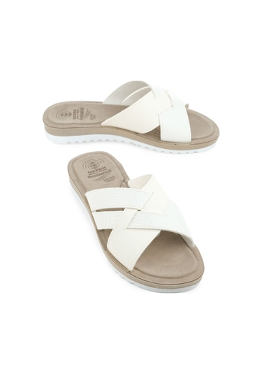 Gezer Yazlık Kadın Anatomical Yumuşak Taban Terlik Beyaz