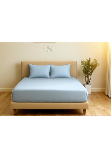 Shules Collection Mavi Çift Kişilik Çarşaf+yastık Seti %100 Pamuk Mavi