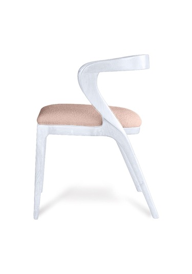 Akrep Krem Kumaş Beyaz Ahşap Sandalye