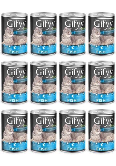 Giffy 400 Gr Parça Balıklı Kedi Yaş Mama 12 Adet