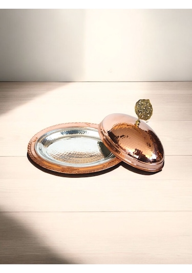 Modabakir Kayık Tabak,oval Sahan, Bakır Sahan 25cm
