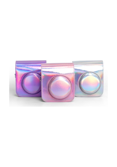 Instax Mini 12 Makine Uyumlu Pembe Parlak Deri Kılıf