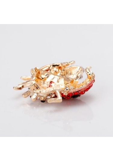 Yedi Yıldızlı Uğur Böceği Korsaj Pırlanta Broş Broş Kırmızı