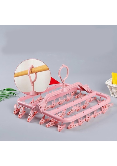 Ganzhoushop Çorap Kurutma Askısı, 32 Klipsli Çamaşır Askısı Çok Renkli