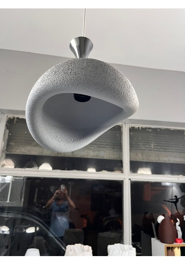 3d İskandinav Tarz Salon Oturma Odası Beton Avize Plastik Gri