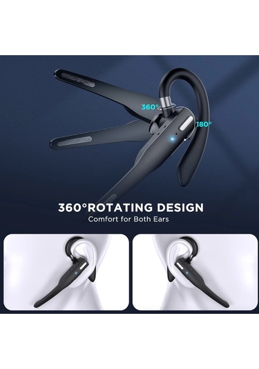 Vkemall Sürücü İçin İki Mikrofonlu Gürültü Engelleme Bluetooth 5.1 Kulaklık - 25 Saat Konuşma Süresi, El İstemez Arama, Cvc8.0 Teknolojisi