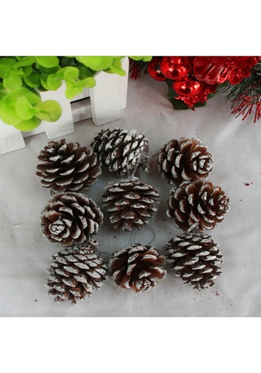 Kangvka 9 Adet Ahşap Kestane Noel Ağaç Dekorasyonu - Ev Ofis Noel Atmosferi Oluşturucu Asma Süsleri Beyaz Çok Renkli