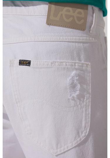 Regular Fit Normal Kesim %100 Pamuk Normal Bel Beyaz Jean Kot Şort L23163100 Beyaz