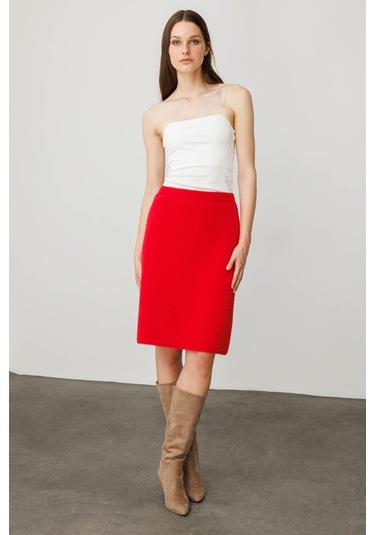 Kadın Triko Kısa Etek Y.kırmızı Y.kırmızı