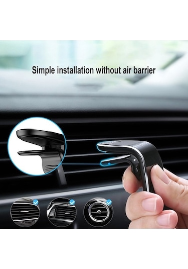 Prestigegoods Genel Manyetik Telefon Tutucu Yeni Tasarım Klip Araba Hava Firar Montaj Braketi Suporte, Abs Alüminyum, 38x37x62mm, Gümüş/siyah