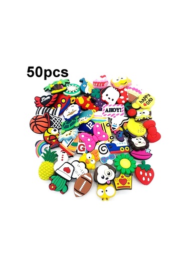 50 Adet Crocs Uyumlu Karikatür Ayakkabı Terlik Aksesuar