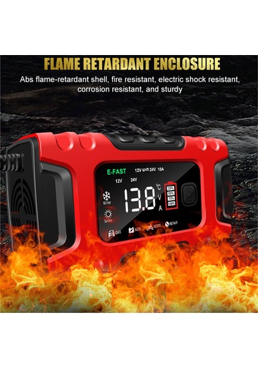 Tenfowee Akıllı 12v/24v 10a Şarj Cihazı - Kurşun Asit Ve Lityum Pil Şarjı İçin Çok Fonksiyonlu Ekranlı Model