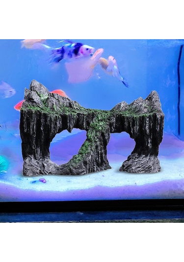 Suntek Balık Tankı Kayalık Mağarası Reçine Gizli Betta İsteğe Bağlı
