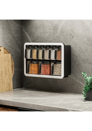 Standlı 9lu Baharatlık Takımı Kendinden Yapışkanlı Kaşıklı Ve Kap Diğer