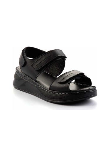 Siyah Hakiki Deri Kadın Sandalet K05281018103 Siyah