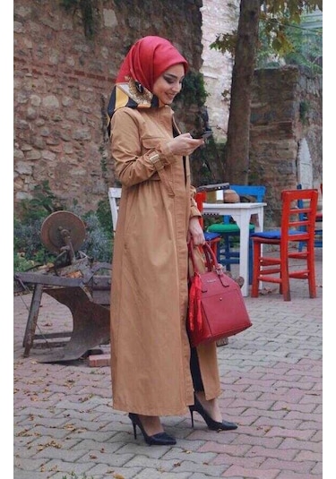 Neways 6302-inter Büzgülü Trençkot Camel CAMEL