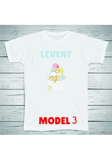 Penguen Karakterli Çocuklara Özel İsim Baskılı Tshirt , Micro Beyaz