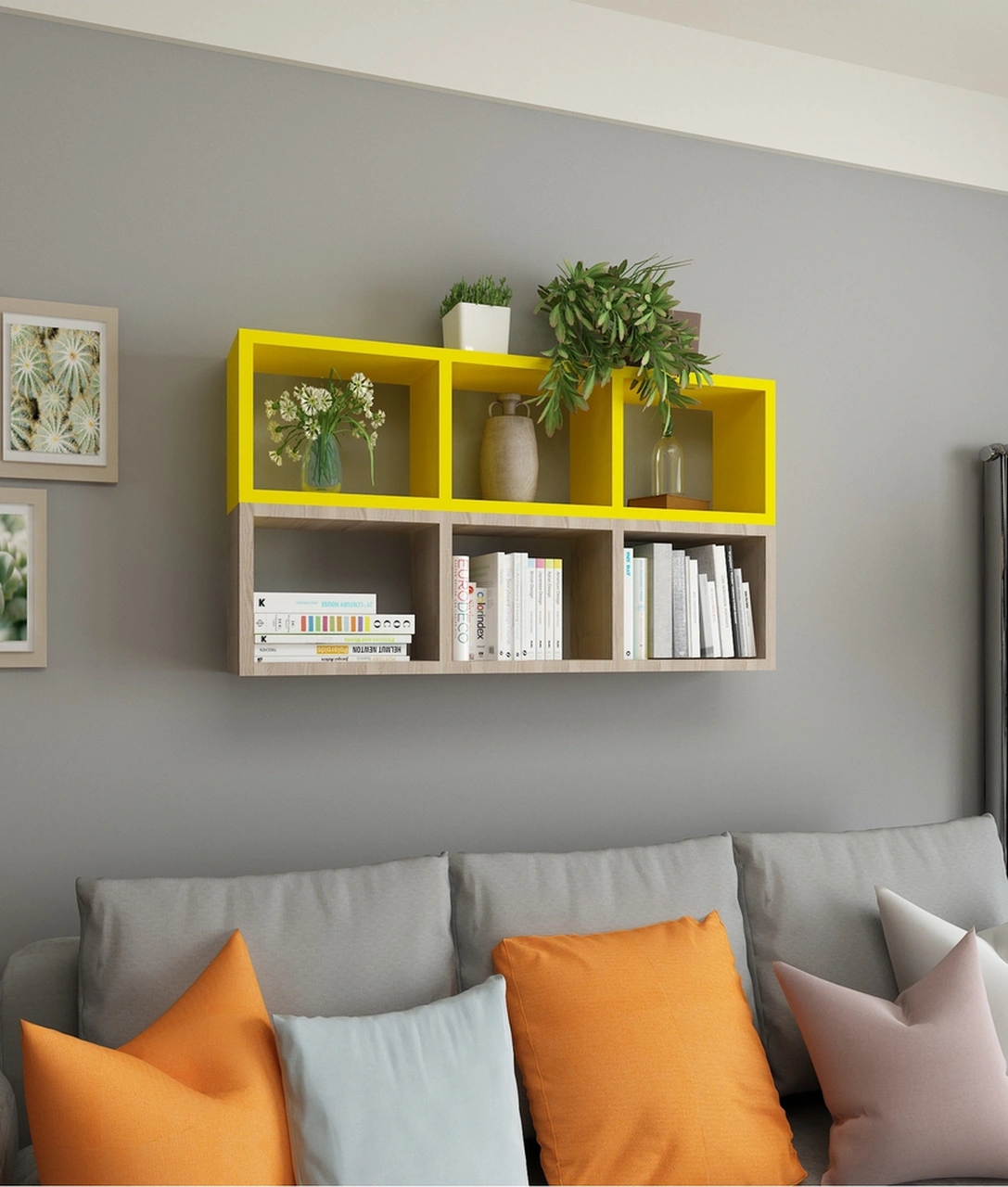 Kitaplık Duvar Rafı Mobilya Ikili Renkli Takım Sarı Cordoba Sarı-cordoba