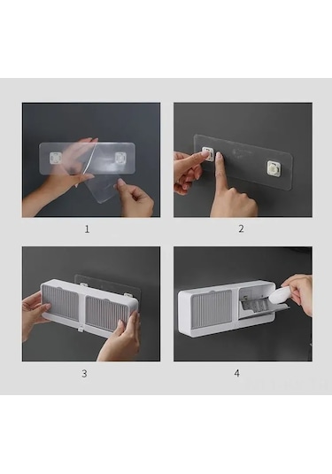 Kangvka Duvar Montlu Sabunluk, Beyaz, İki Bölmeli, Deliksiz, Otomatik Süzme, Ev/banyo/mutfak Kullanıma Uygun Beyaz