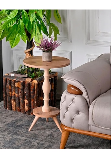 38 Çap Ahşap Torna Ayak Fiskos Yan Sehpa Çam Çiçeklik Standı