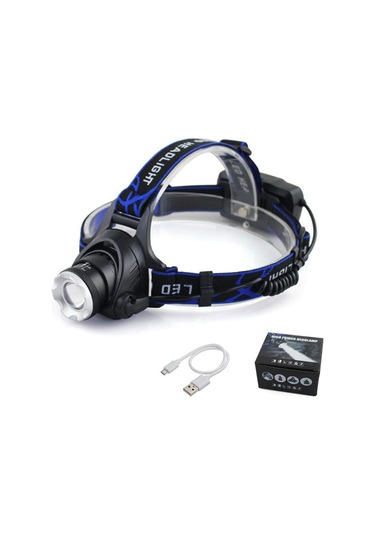 Teltree Uzaktan Aydınlatma 200-500m, 2400mah Şarj Edilebilir, Su Geçirmez, Yakınlaştırma Özelliği, Dış Mekan Balıkçılık Kask Feneri T6, Sensörsüz