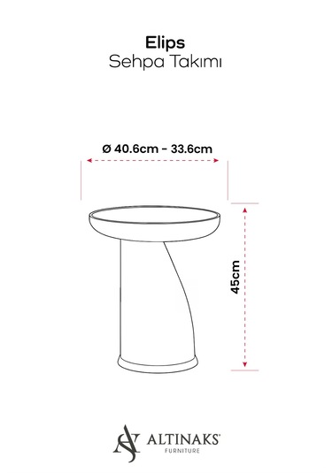 Altınaks Mobilya Elips 3'lü Sehpa, Yan Sehpa, Zigon Sehpa - Kumtaşı & Traverten Desenli Tabla Kumtaşı Renk Gövde & Traverten Desenli Tabla