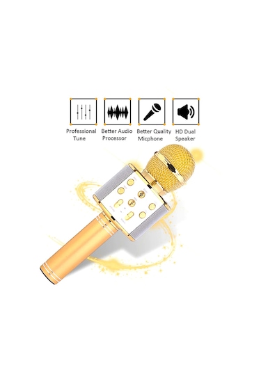 Mufunye Profesyonel Bt Kablosuz Mikrofon Karaoke Hoparlör Ktv Müzik Çalar Şarkı Kaydedici El Mikrofonu Mavi