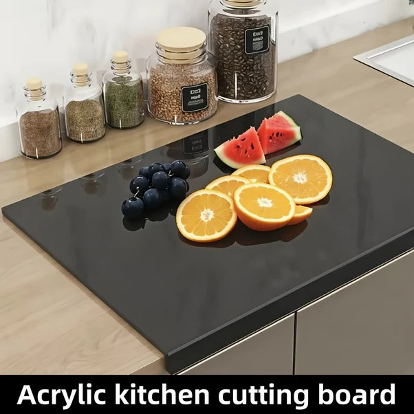 Gateesat Siyah Büyük Boy Akrilik Kesme Tahtası, Kaymaz Ve Kolay Temizlik Siyah