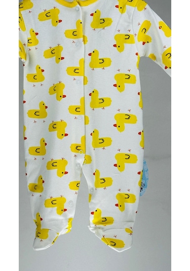 Civcivli %100 Pamuklu Uzun Kollu Çıtçıtlı Bebek Tulum 001