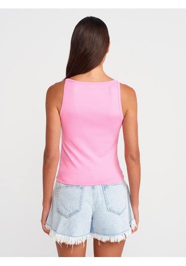 Dilvin 21048 Halter Yaka Top-pembe Pembe