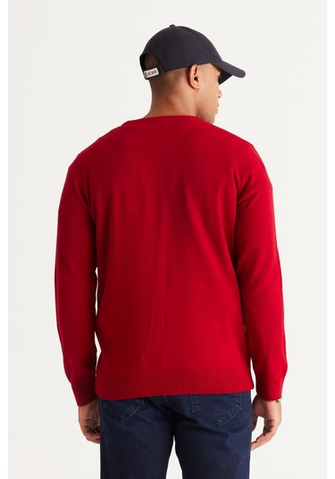 Altinyildiz Classics Erkek Kırmızı Standart Fit Normal Kesim Bisiklet Yaka Triko 4A4923100001KMZXL Kırmızı