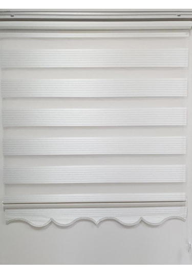Bbb Geniş Pliseli Simli Ekru Zebra Stor Perde Mz292