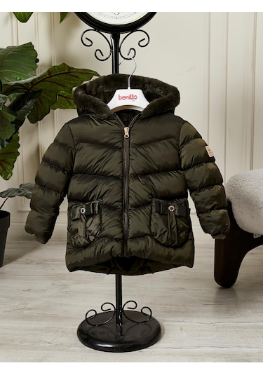 Benitto Kids Kız Bebek Çocuk Kapüşonlu Mont 51360 Haki