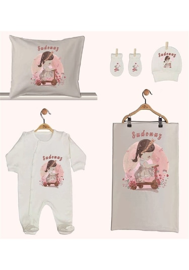 Pia Baby Gl 1940-02 İsme Özel Beşli Tulum Set Krem