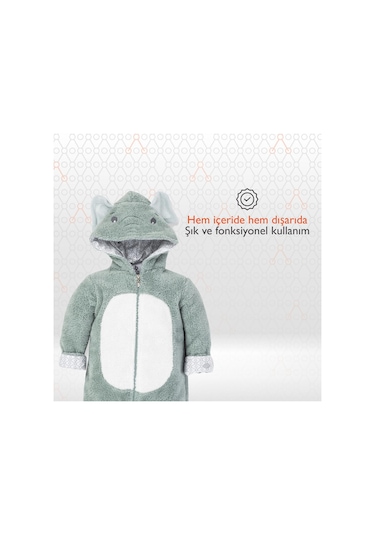 Gezenbebe Hero Kahraman Kapüşonlu Welsoft Bebek Tulum Gri
