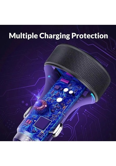 Novahub 4 Port 90w Usb C Araç Şarj Cihazı Hızlı Şarj Qc3.0 Black Black