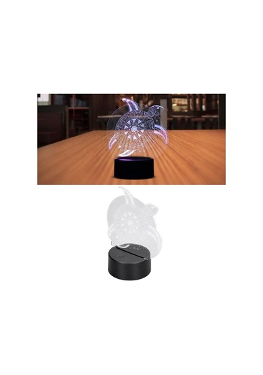 Goldenqian 3d Işık, Deniz Ofis Için Yıldönümü Için 3d Gece Lambası Zk7yww Siyah