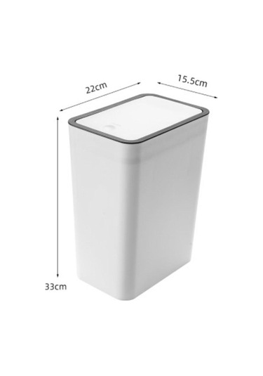 Ev Çöp Kutuları Kapalı Büyük Kapasiteli Kokusuz Pres Üstlü Plastik Çöp Kutusu Ev İçin Beyaz