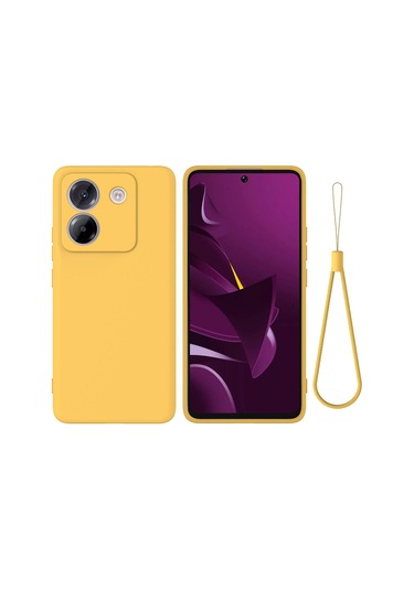 Xiaomi Poco M7 Pro 5g İçin Düz Renk Sıvı Silikon Damlaya Dayanıklı Tam Kapsama Telefon Kılıfı Sarı