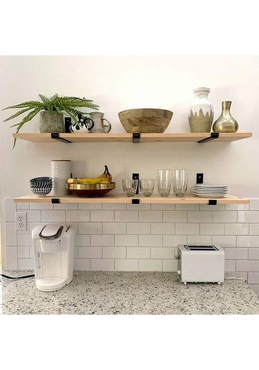 Homyl 2x Raf Aparatı Rustik Metal Vidalı Duvara Monte 15cm Siyah