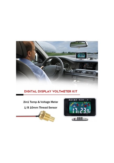Besthome1 Araç Lcd Dijital Su Sıcaklığı Voltaj Göstergesi, Güneşe Dayanıklı 3d Ekranlı Sensörlü