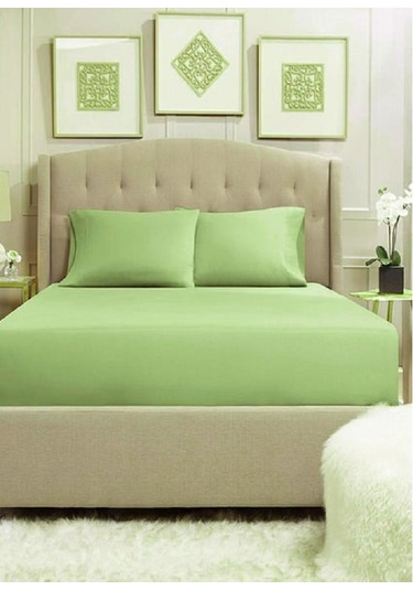 Düz Fıstık Yeşil Penye Fitted Lastikli Çarşaf %100 Pamuklu