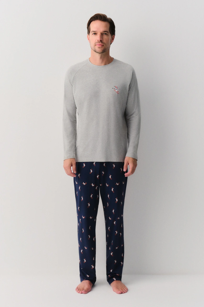 Suwen Austin Erkek Pijama Takımı Sh26315660628 Lacivert Desenli