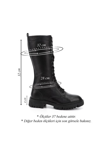 Gönderir Kadın Siyah Floter Fermuarlı Kalın Topuklu Hakiki Deri Postal Çizme Gkzc13446548 Siyah