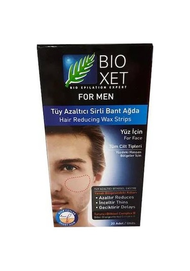 Bioxet For Men 20'li Yüz için Tüy Azaltıcı Ağda Bandı
