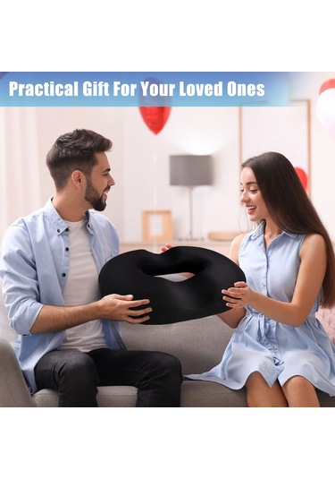 Geeksen "yüksek Yoğunluklu Hafıza Köpüklü Donat Yastık - Hemoroid, Bel Ve Kuyruk Sokumu Ağrısı İçin Rahat Oturma Pedi Siyah " Siyah