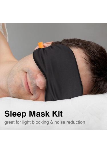 Yaozixa Siyah Uyku Maskesi, Turuncu Kulak Tıkacı Ve Rastgele Renkli Saklama Çantası - Uyku İçin 3'lü Set Siyah