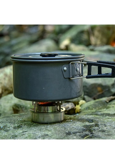 Ximistore9 Lıxada Çelik Alkollü Çadır Ocağı + Tahta, Kamp/hiking İçin Mini Isıtıcı, 80x40mm, 79g Ocak + 34g Tahta Gümüş