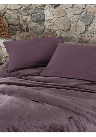 Cotton Box Velvet Çift Kişilik Nevresim Takımı Flossy Mürdüm