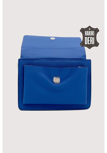 Hakiki Deri Kadın El Çantası Mavi Smr9022 Mavi